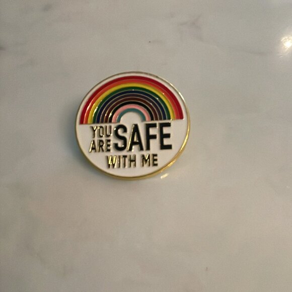 *♪ Brooch Lg Rainbow Trans Pride LGBTQ Safe Space You Are Safe Inclusivity Pin*♪ - Picture 5 of 7